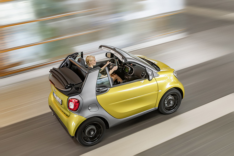 smart fortwo cabrio, prime, black to yellow / titania grey matt