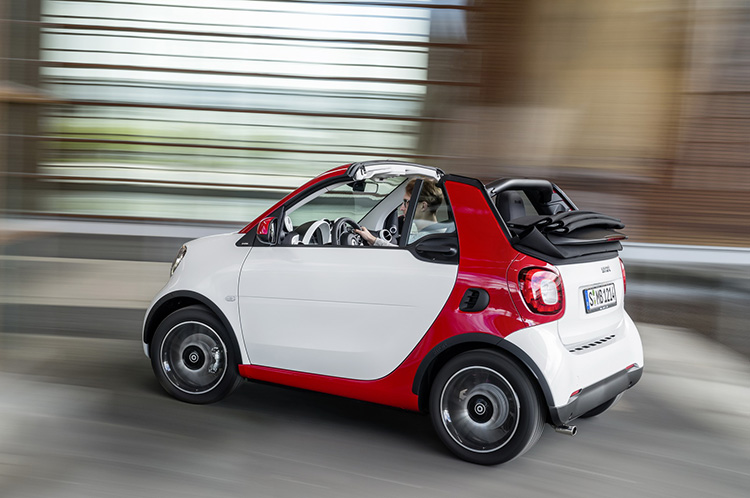 smart fortwo cabrio, passion, white / jupiter red